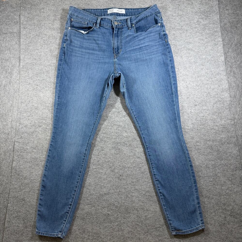 Levi's Signature Mid Rise Skinny Jeans Womens 16 (33x30) Blue Wash Stretch Denim